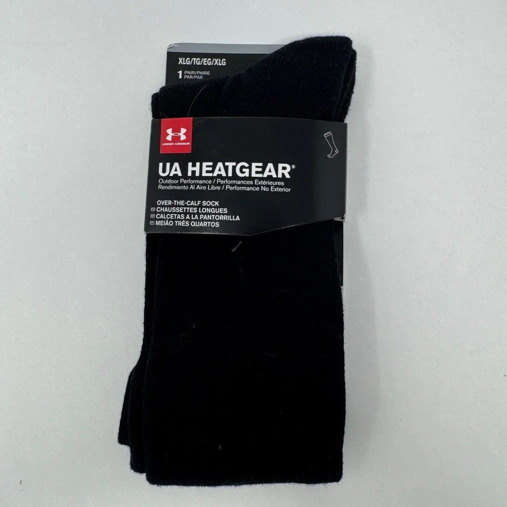 Under Armour UA Heatgear Men XL Over-the-Calf Socks Black‎ 1292915-001 NEW